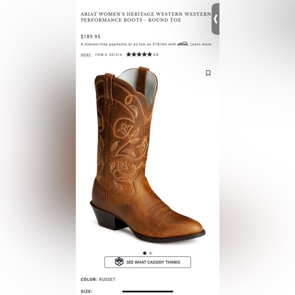 ARIAT WOMEN'S HERITAGE WESTERN WESTERN PERFORMANCE BOOTS - ROUND TOE - Picture 10 of 10